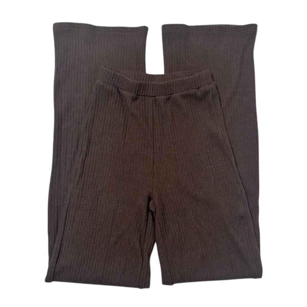 White Fox Boutique Brown Ribbed High Waisted Straight Leg Pants Size XS